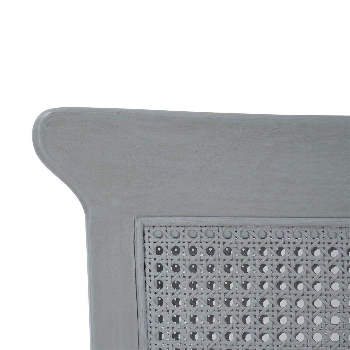 Bramble Gustavian Dining Chair w/ Rattan Back — Grey Charleston / Boucle Sand