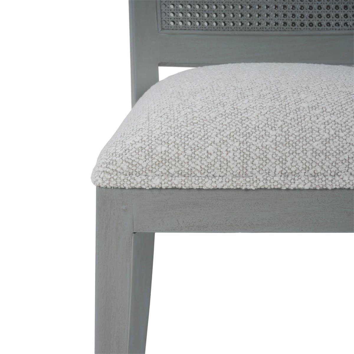 Bramble Gustavian Dining Chair w/ Rattan Back — Grey Charleston / Boucle Sand