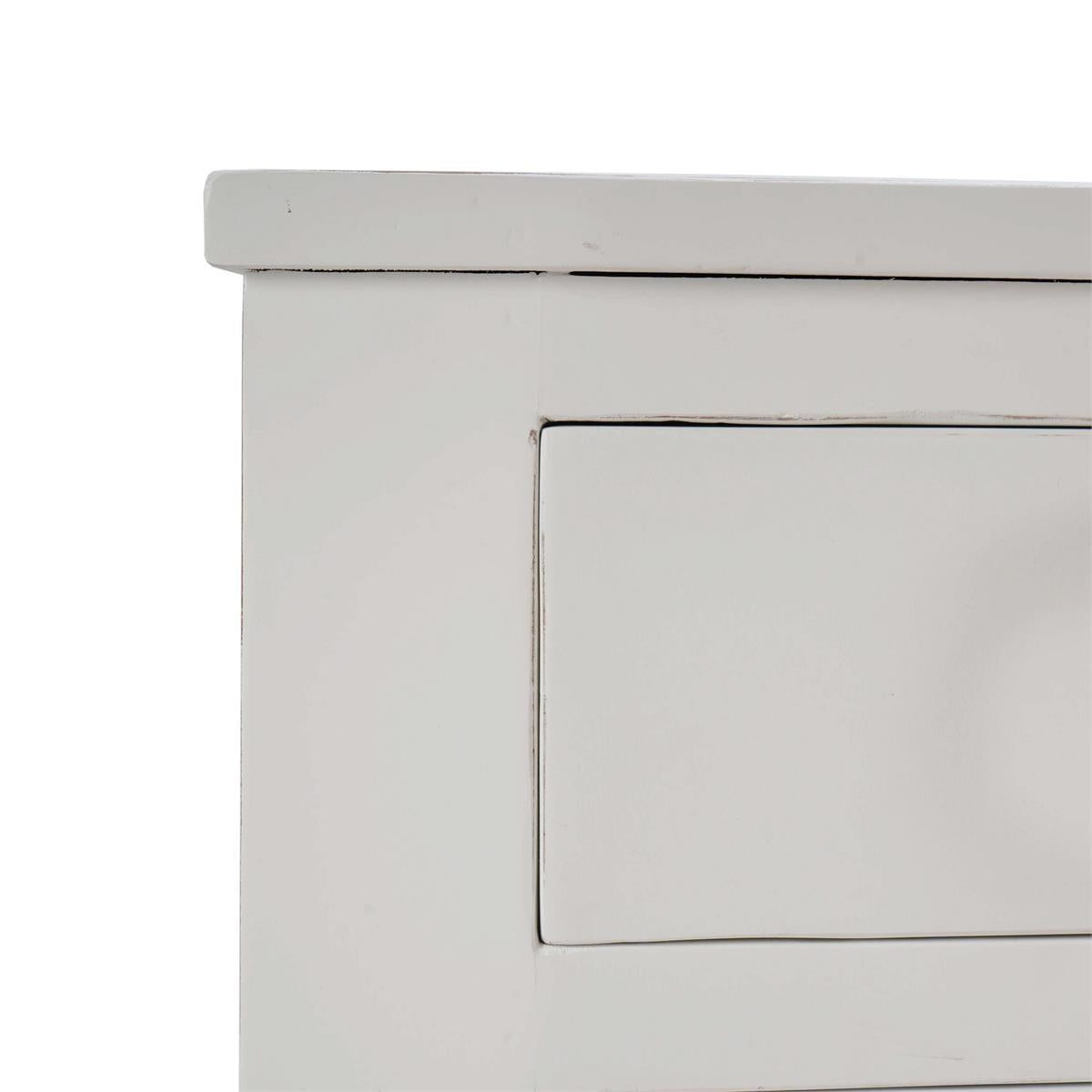 Bramble Bow 3 Drawer Chest — Architectural White / Light Distressed