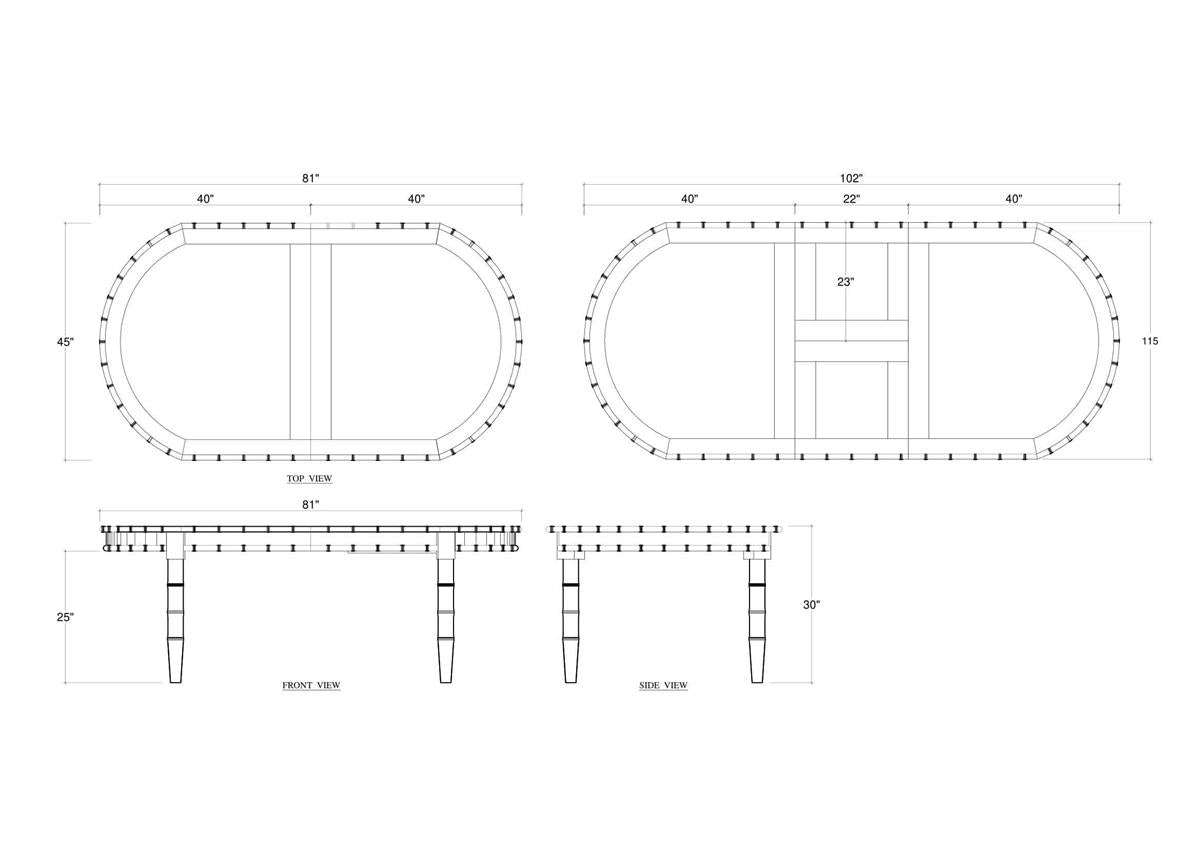 Bramble Grosvenor Oval Extension Dining Table 80" extends to 102" — Fruit Wood