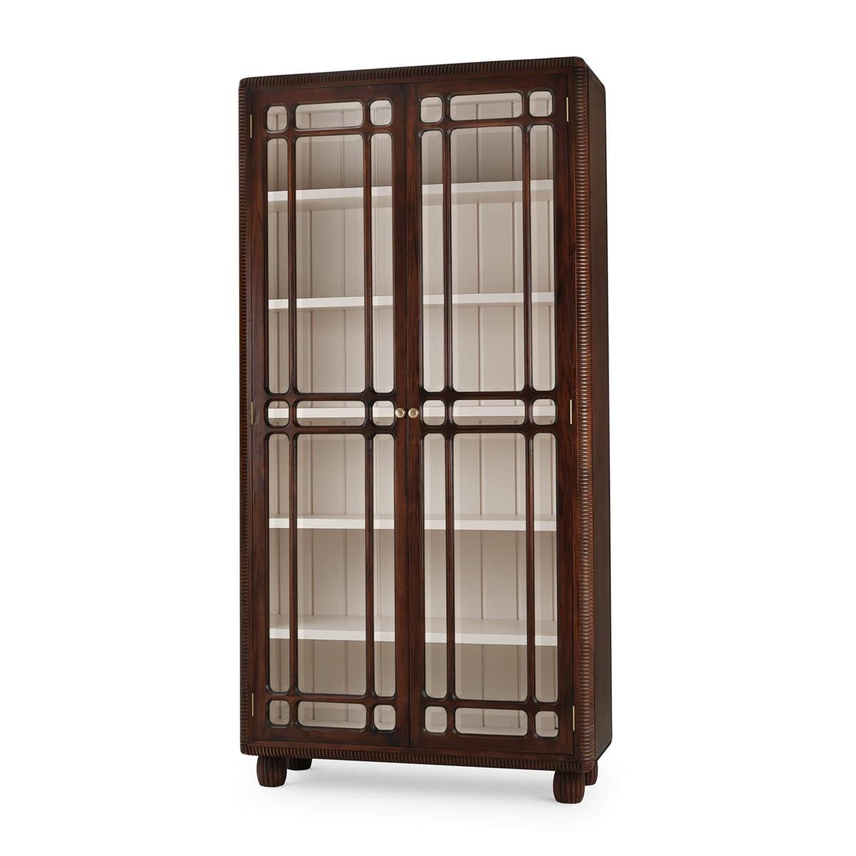 Bramble Toulouse Glass Display Cabinet — Matt Teak Brown / Putty