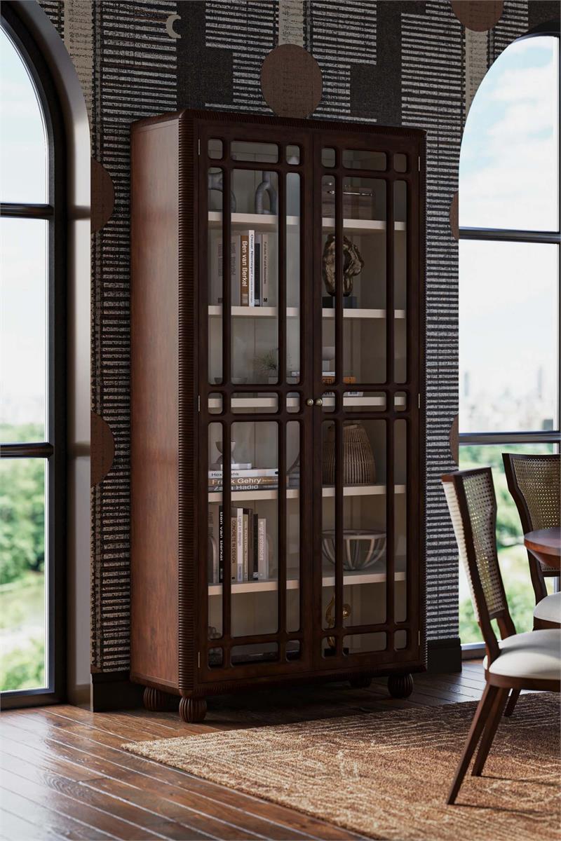 Bramble Toulouse Glass Display Cabinet — Matt Teak Brown / Putty