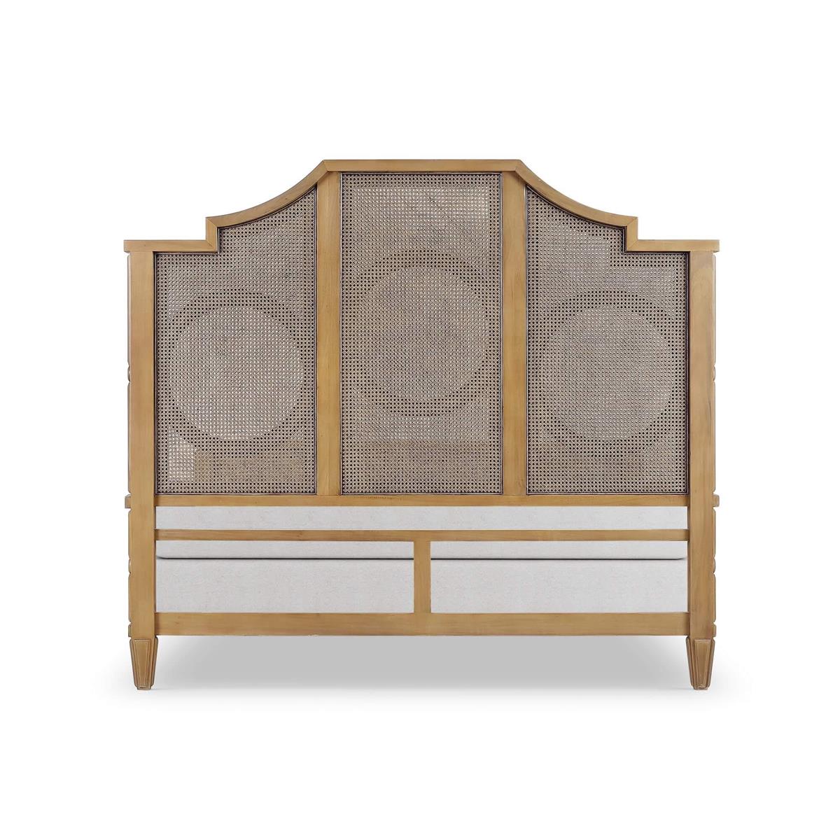 Bramble Chalfont Rattan Bed King — Antique French Oak / Rattan Glaze