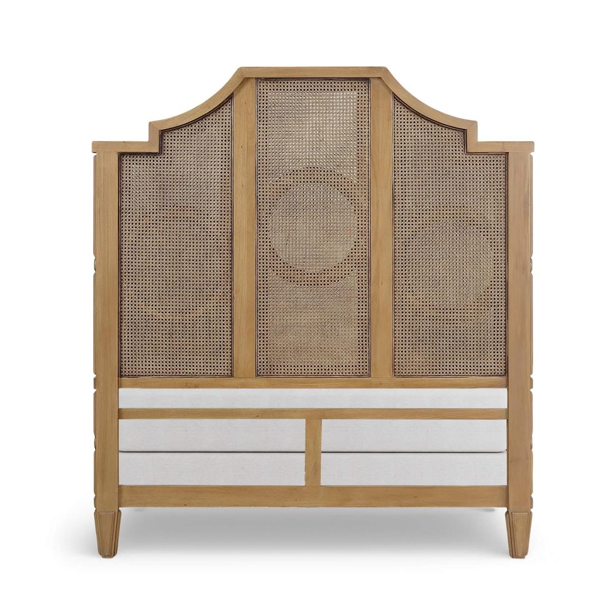 Bramble Chalfont Rattan Bed Queen — Antique French Oak / Rattan Glaze
