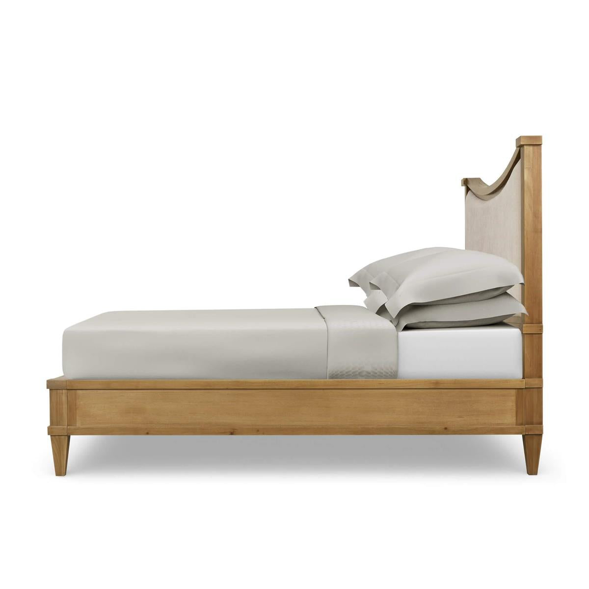 Bramble Bow Queen Bed Upholstery — Antique French Oak / Thames Natural