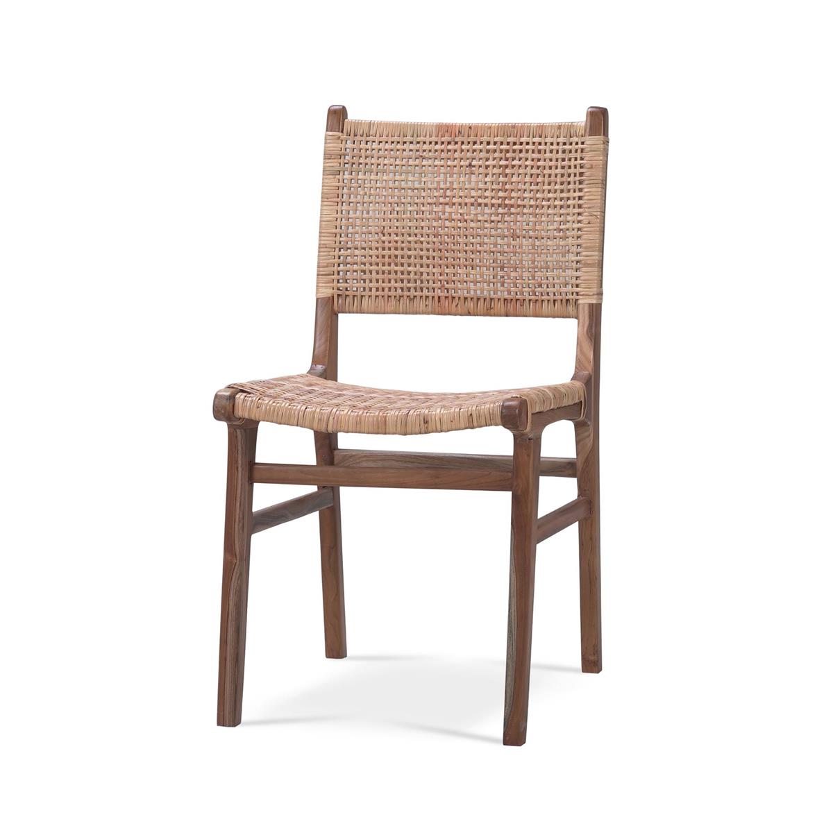 Bramble Logan Dining Chair w/ Rattan — Teak Rust Natural / Rattan Natural