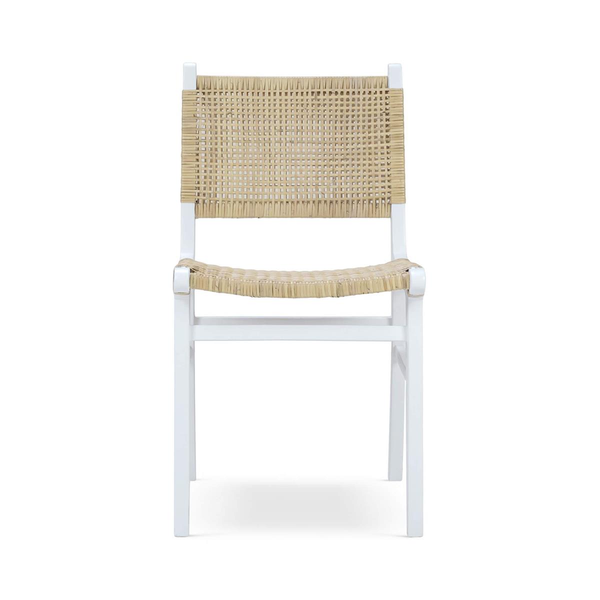 Bramble Logan Dining Chair w/ Rattan — True White *