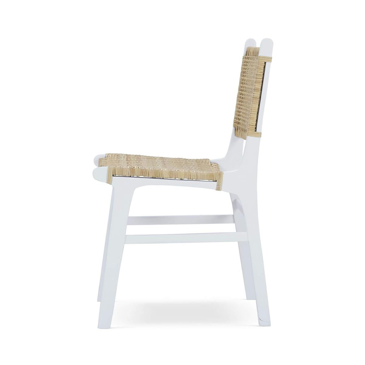 Bramble Logan Dining Chair w/ Rattan — True White *