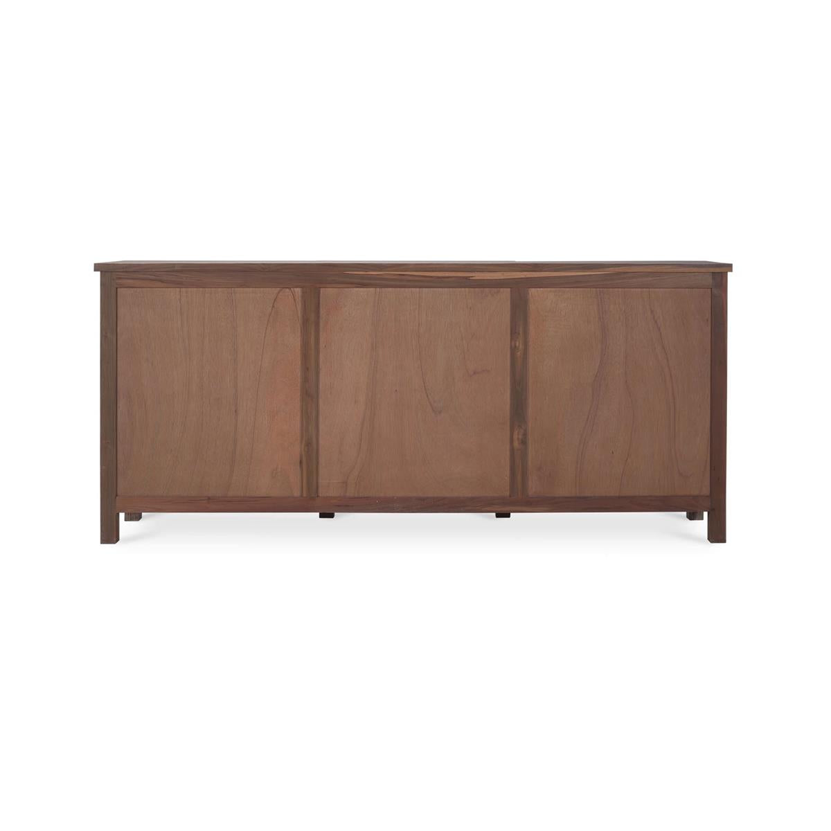 Bramble Silvia Reclaimed Teak 3 Door Sideboard — Teak Straw / Rattan Natural