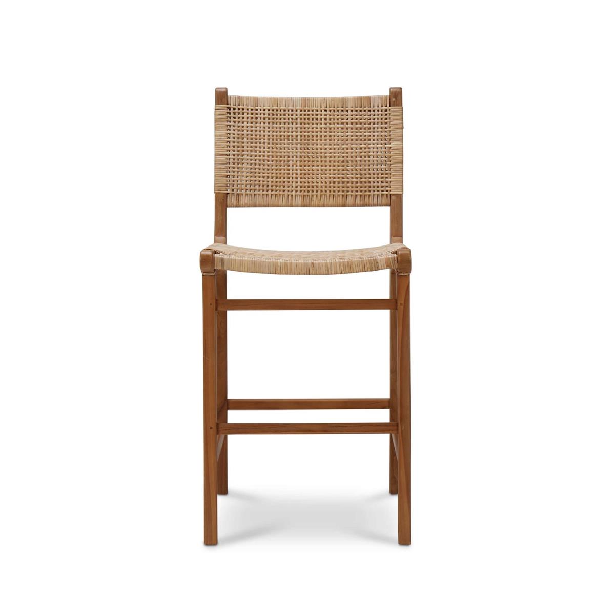 Bramble Logan Counter Stool w/ Rattan — Teak Rust Natural / Rattan Natural