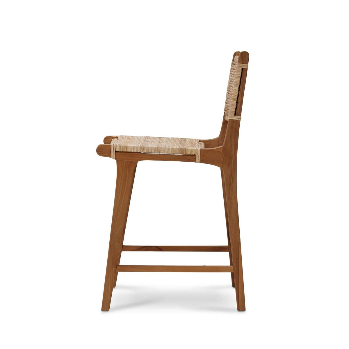 Bramble Logan Counter Stool w/ Rattan — Teak Rust Natural / Rattan Natural