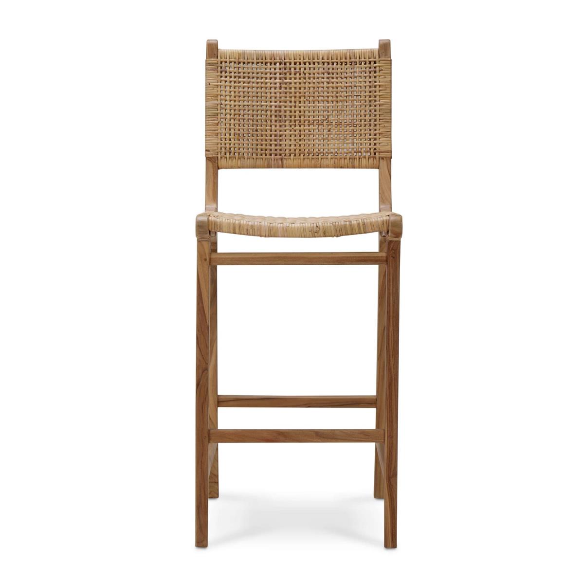 Bramble Logan Barstool w/ Rattan — Teak Rust Natural / Rattan Natural