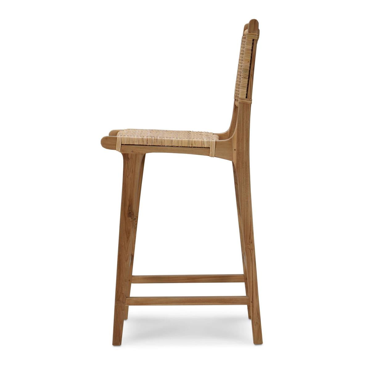 Bramble Logan Barstool w/ Rattan — Teak Rust Natural / Rattan Natural