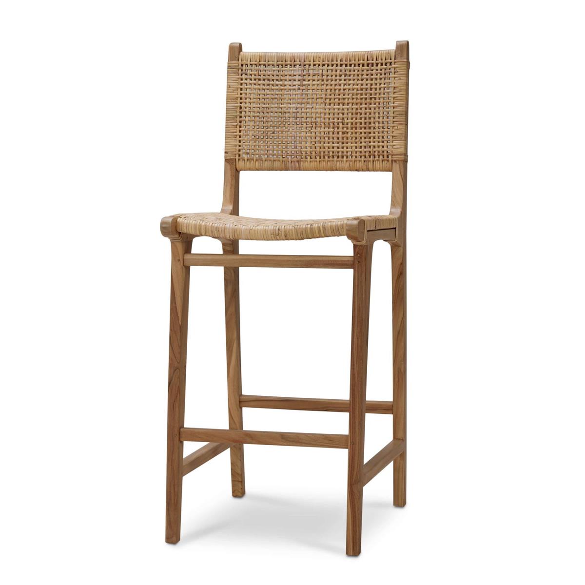 Bramble Logan Barstool w/ Rattan — Teak Rust Natural / Rattan Natural
