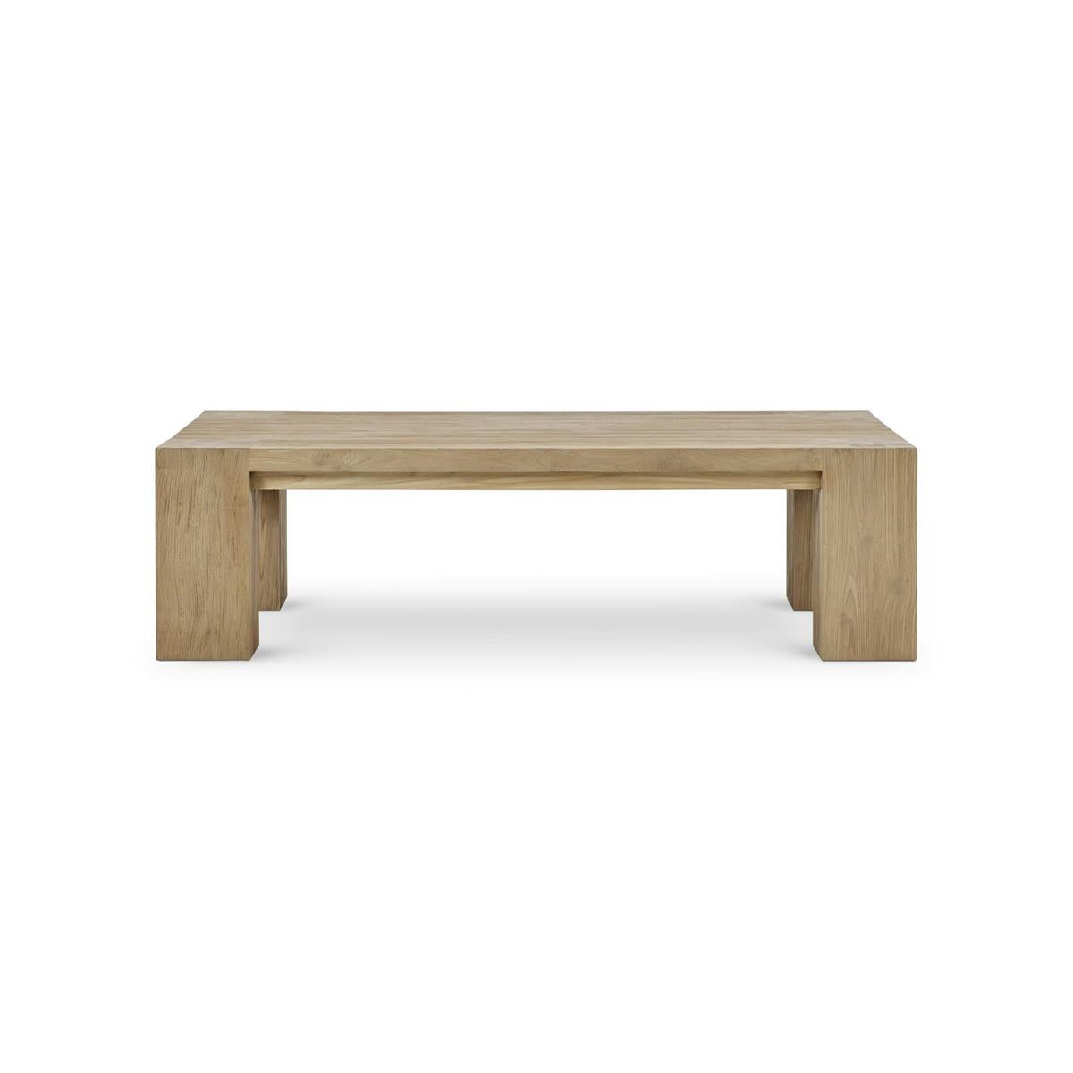 Bramble Tuscan Rustic Distressed Teak Coffee Table — Teak Natural