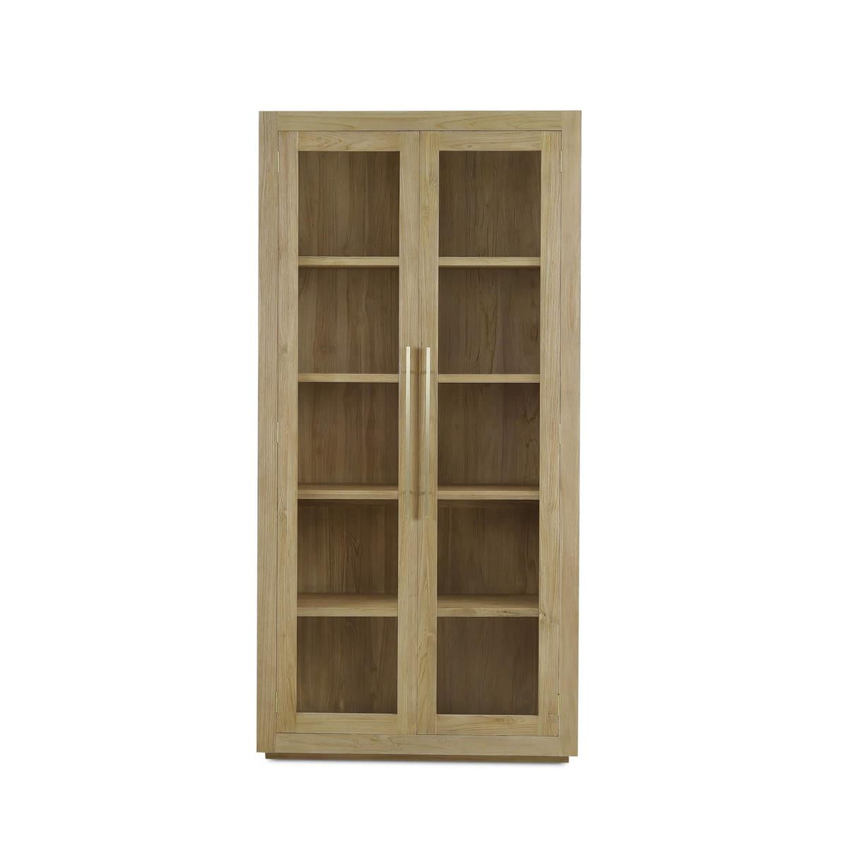 Bramble Tuscan Rustic Distressed Teak Display Cabinet — Teak Natural