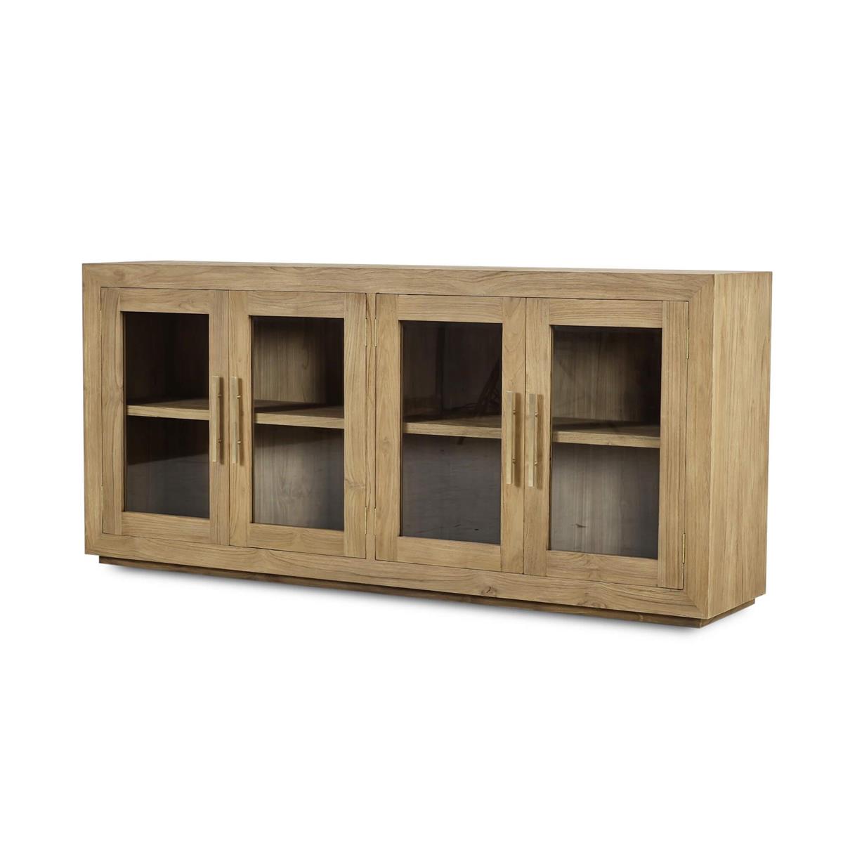 Bramble Tuscan Rustic Distressed Teak 4 Door Sideboard — Teak Natural