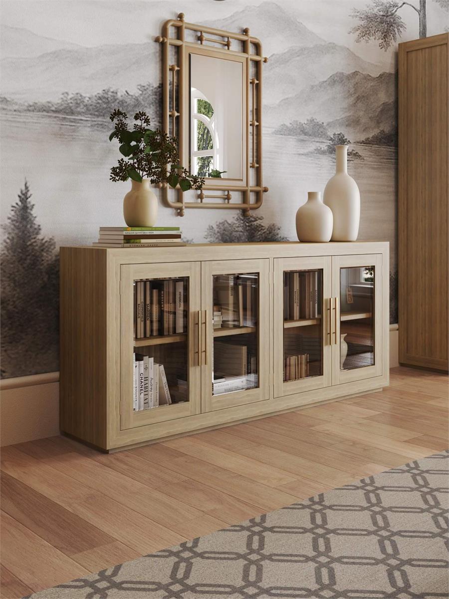 Bramble Tuscan Rustic Distressed Teak 4 Door Sideboard — Teak Natural