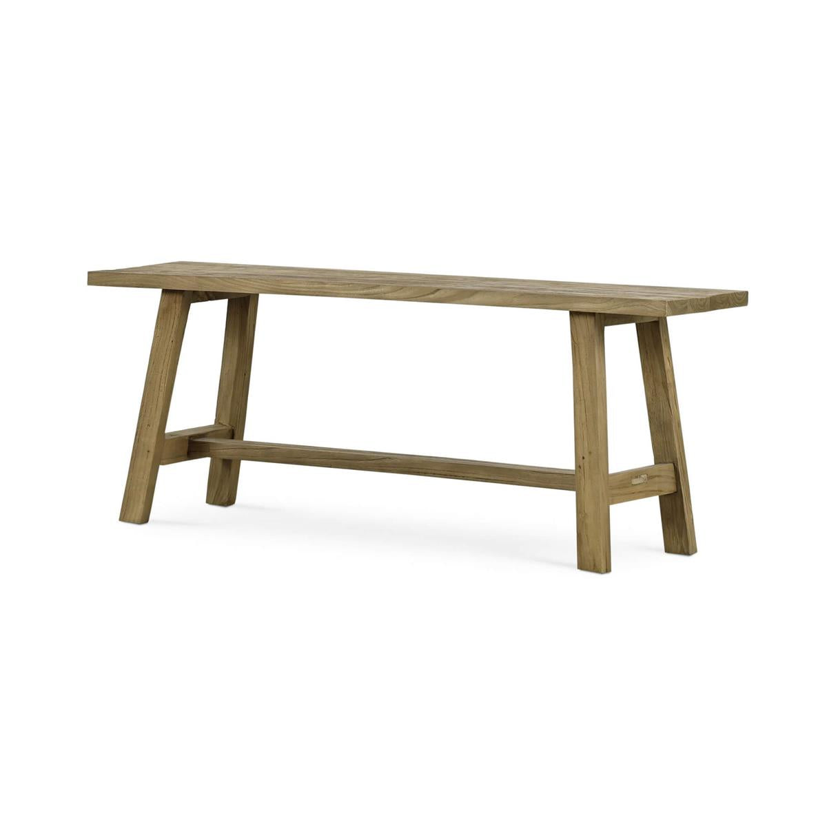 Bramble Tuscan Rustic Distressed Teak Bench — Teak Natural