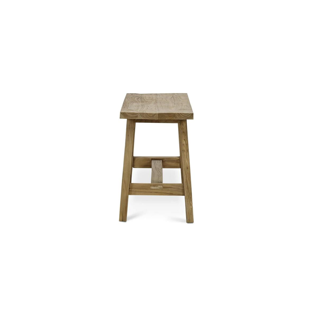 Bramble Tuscan Rustic Distressed Teak Bench — Teak Natural