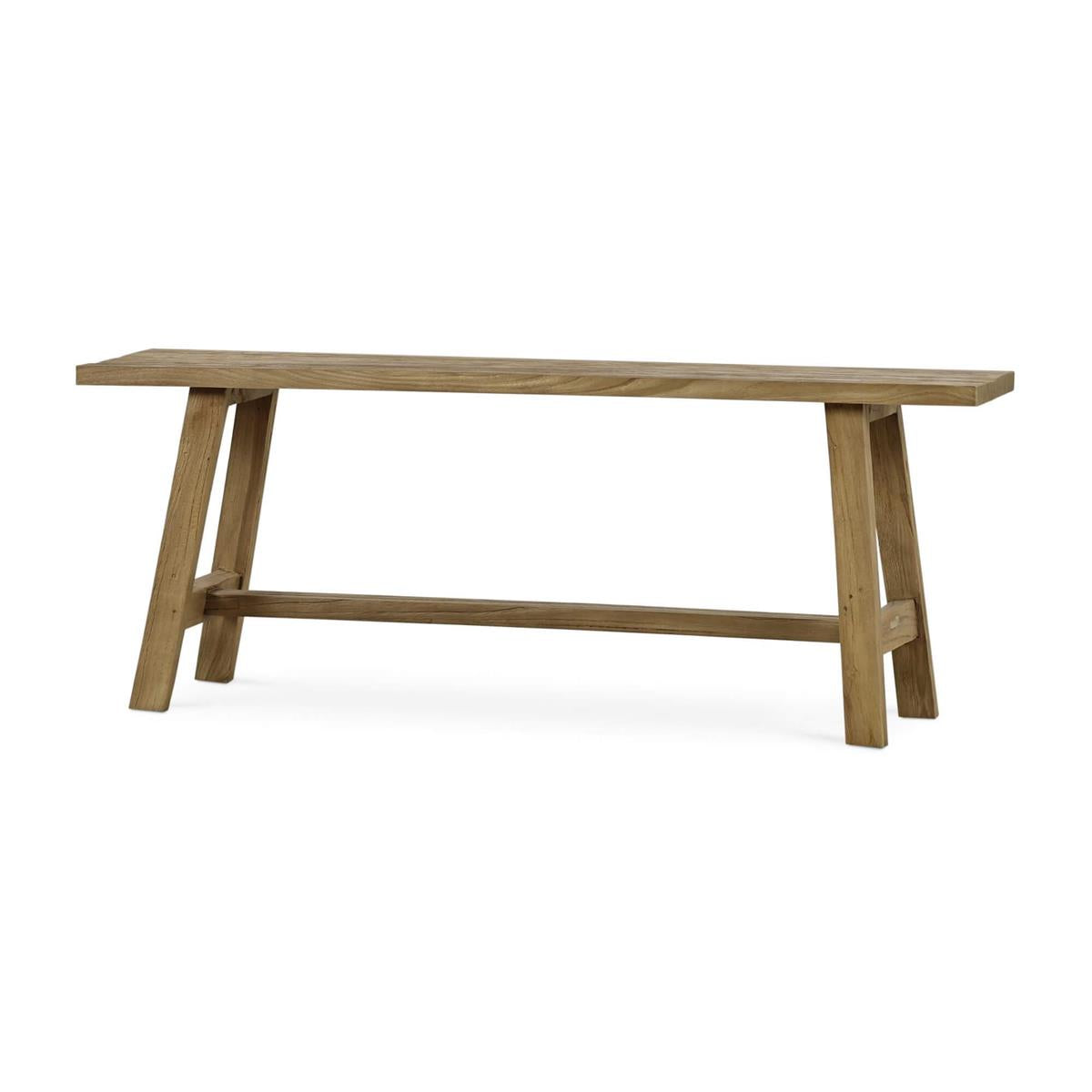 Bramble Tuscan Rustic Distressed Teak Bench — Teak Natural