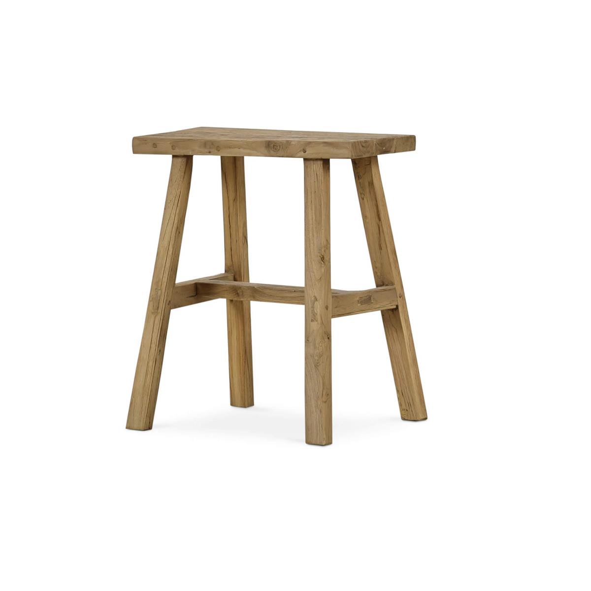 Bramble Tuscan Rustic Distressed Teak Stool — Teak Natural