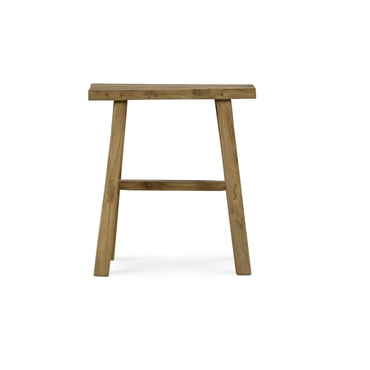 Bramble Tuscan Rustic Distressed Teak Stool — Teak Natural