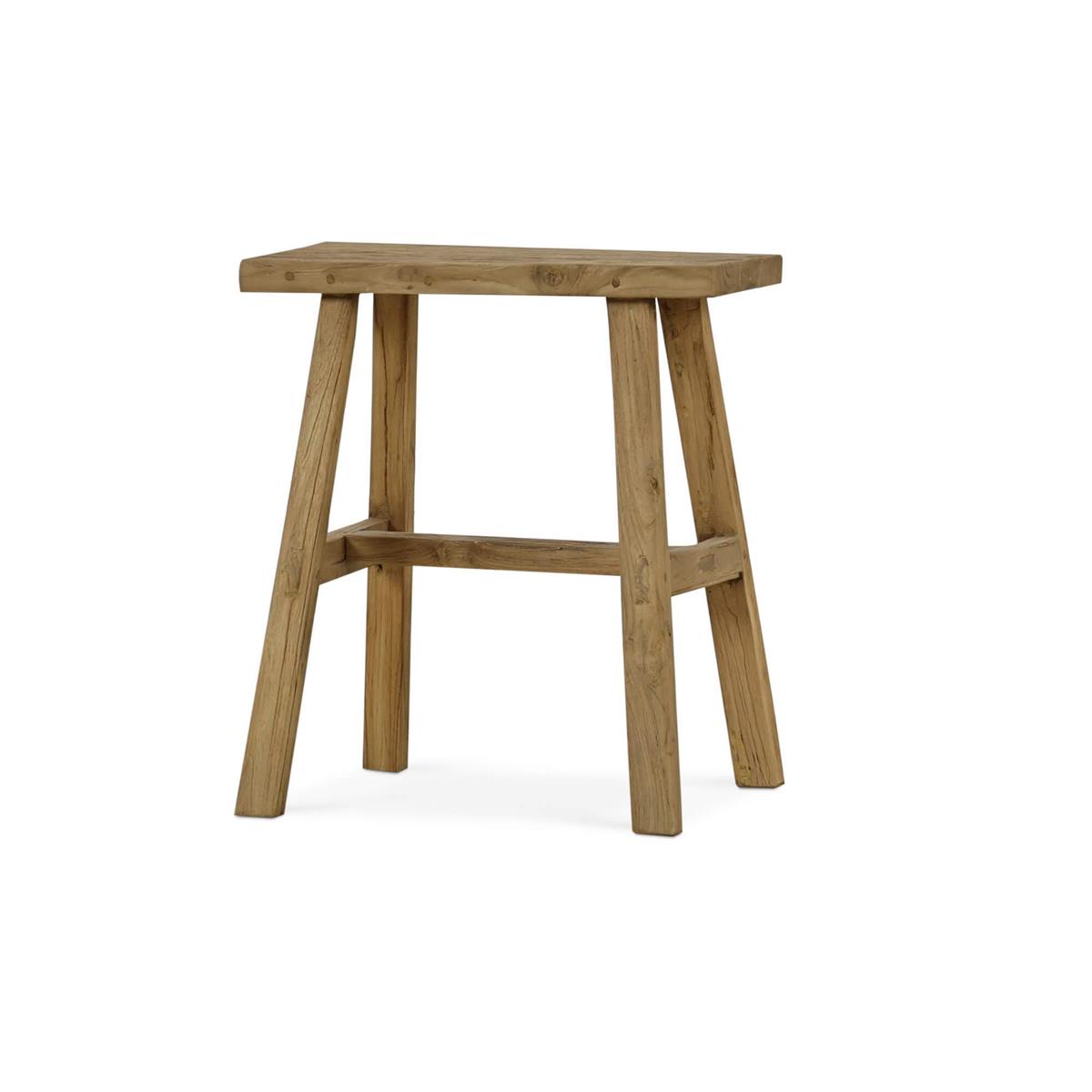 Bramble Tuscan Rustic Distressed Teak Stool — Teak Natural