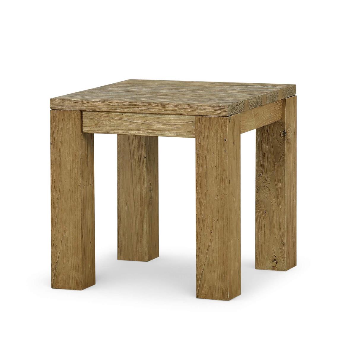 Bramble Tuscan Rustic Distressed Teak Side Table — Teak Natural