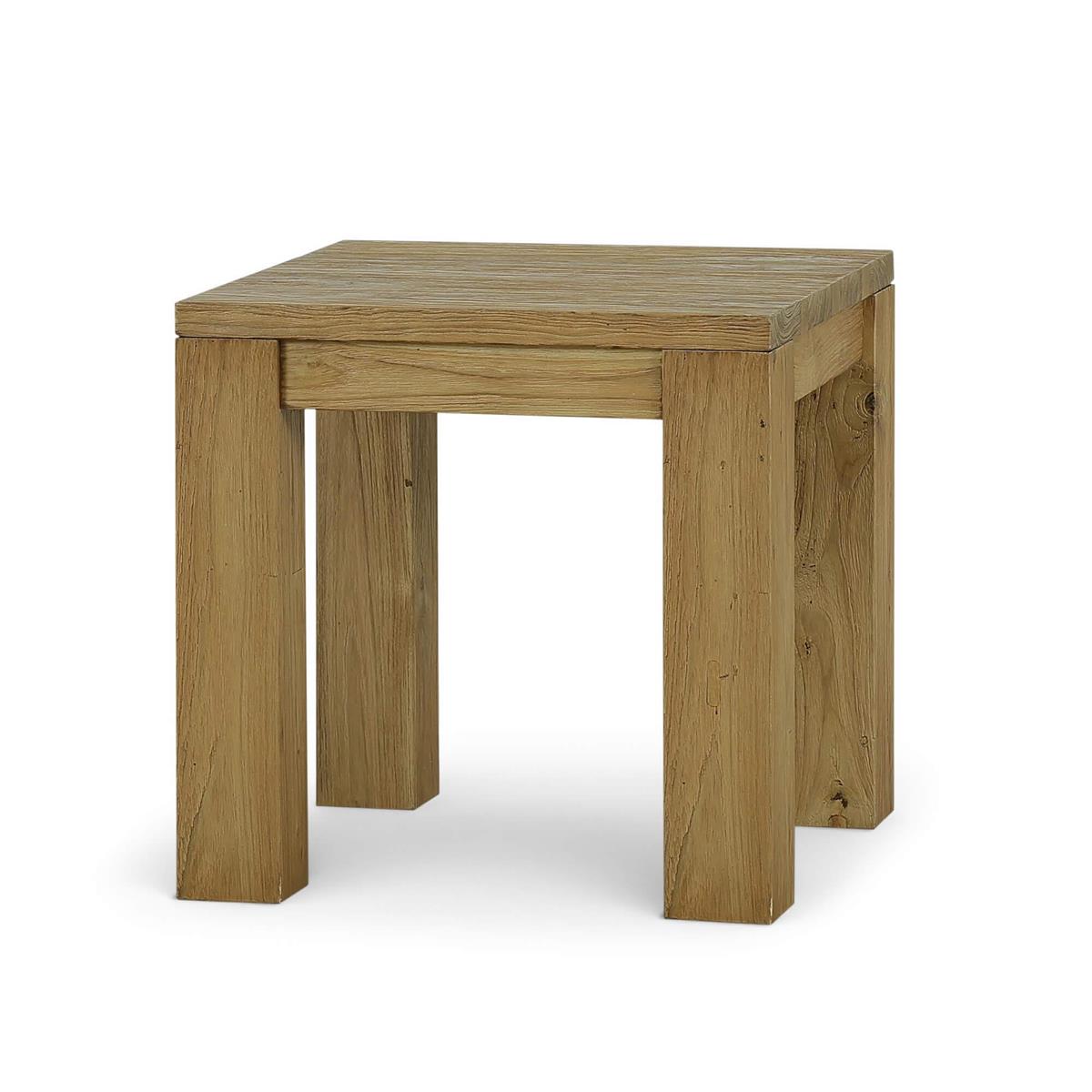 Bramble Tuscan Rustic Distressed Teak Side Table — Teak Natural