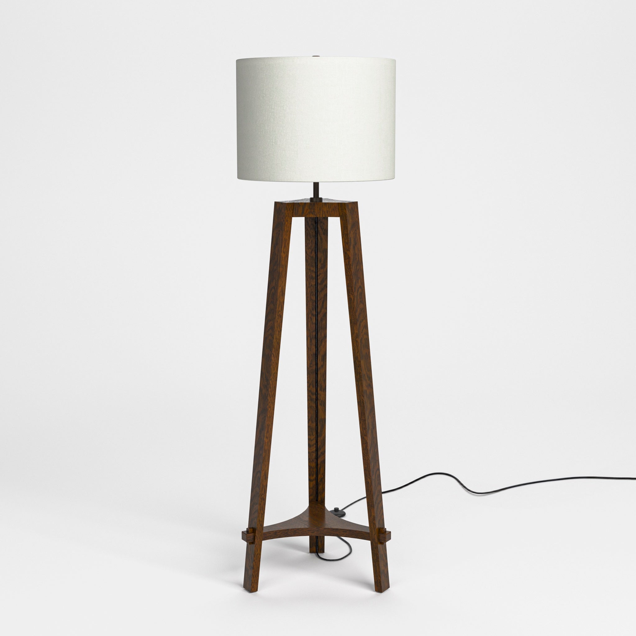 Stickley Mission Tripod Floor Lamp — Mission Tripod Floor Lamp Light Off Cord Front