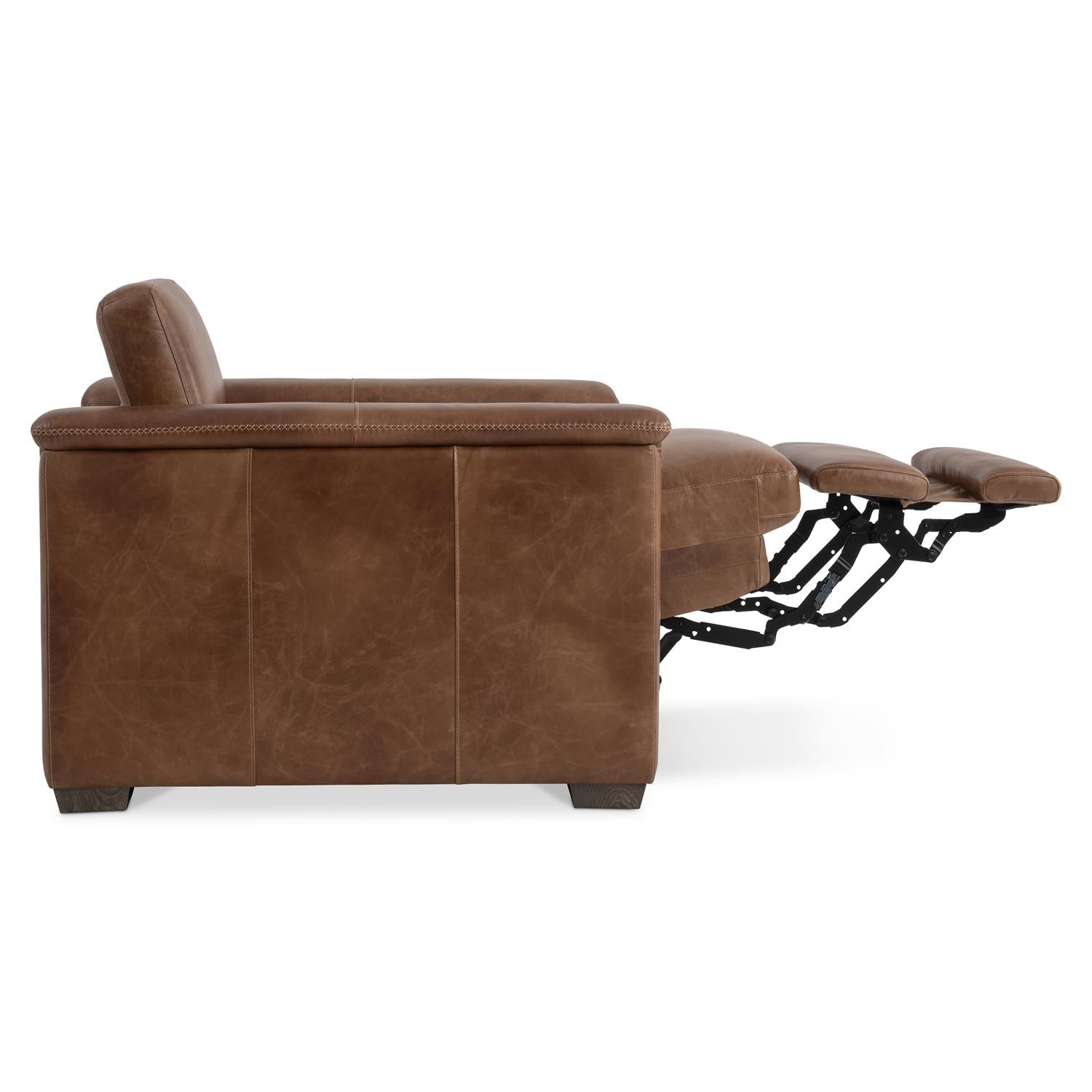 Bernhardt Lioni Leather Power Motion Chair — Vintage Brown