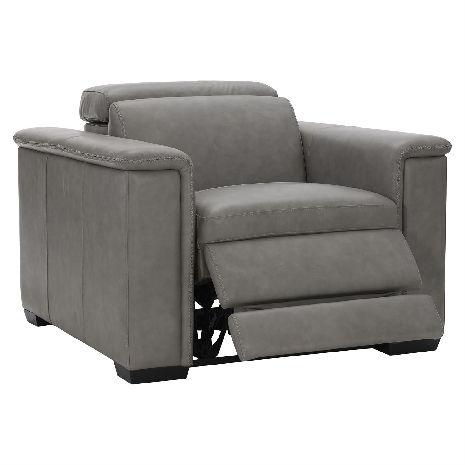 Bernhardt Lioni Leather Power Motion Chair — Gray
