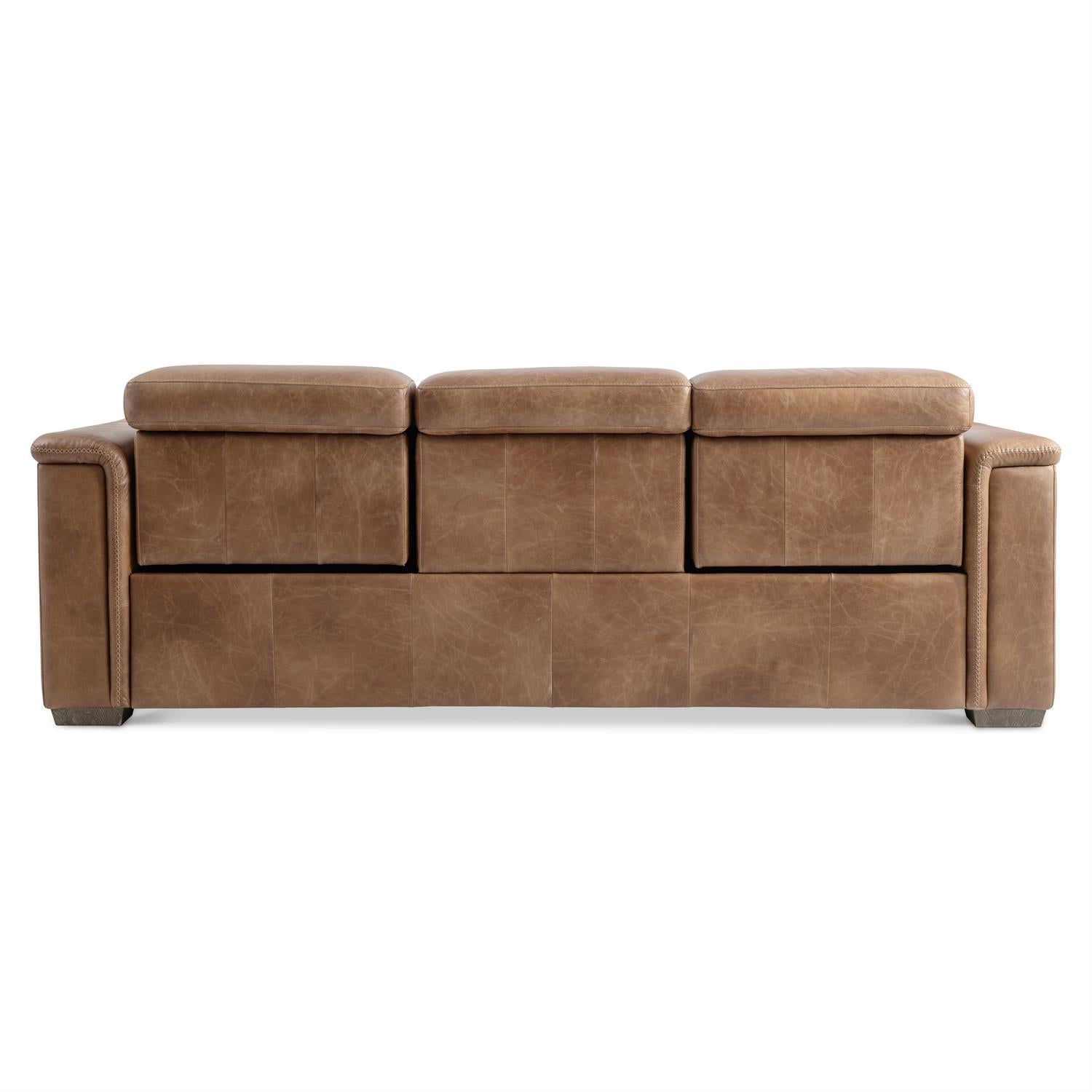 Bernhardt Lioni Leather Power Motion Sofa — Vintage Brown