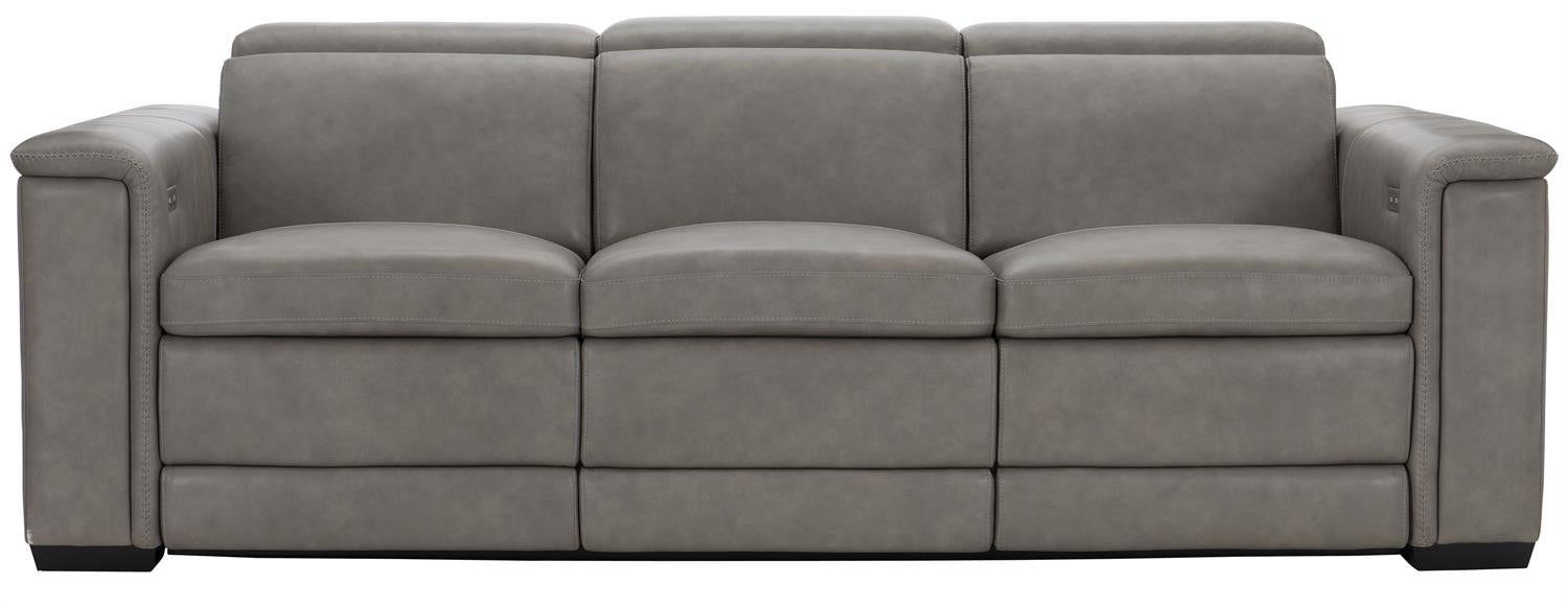 Bernhardt Lioni Leather Power Motion Sofa — Gray