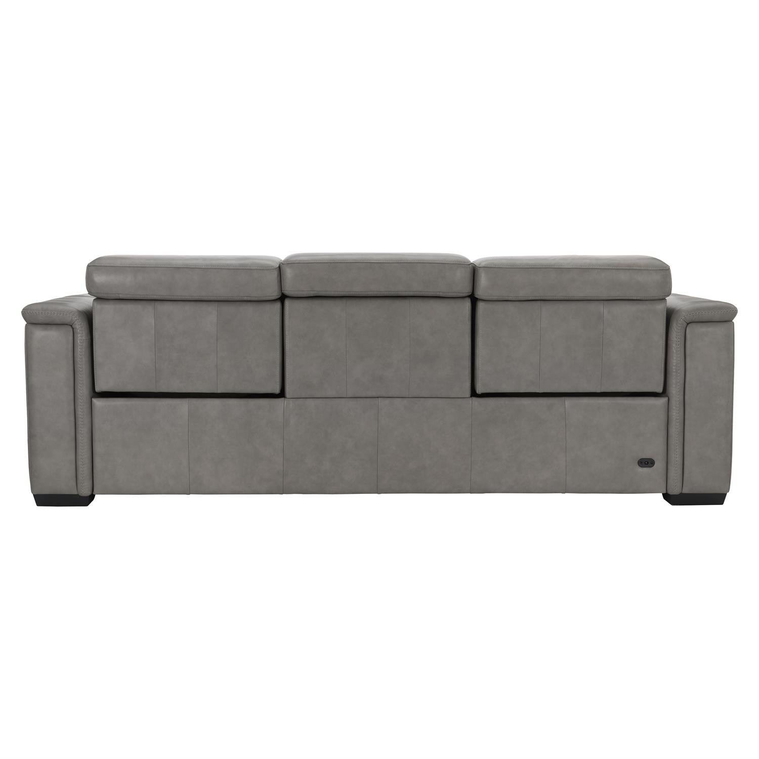 Bernhardt Lioni Leather Power Motion Sofa — Gray
