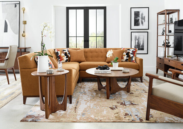 Stickley Walnut Grove Tufted-Back Corner Sectional