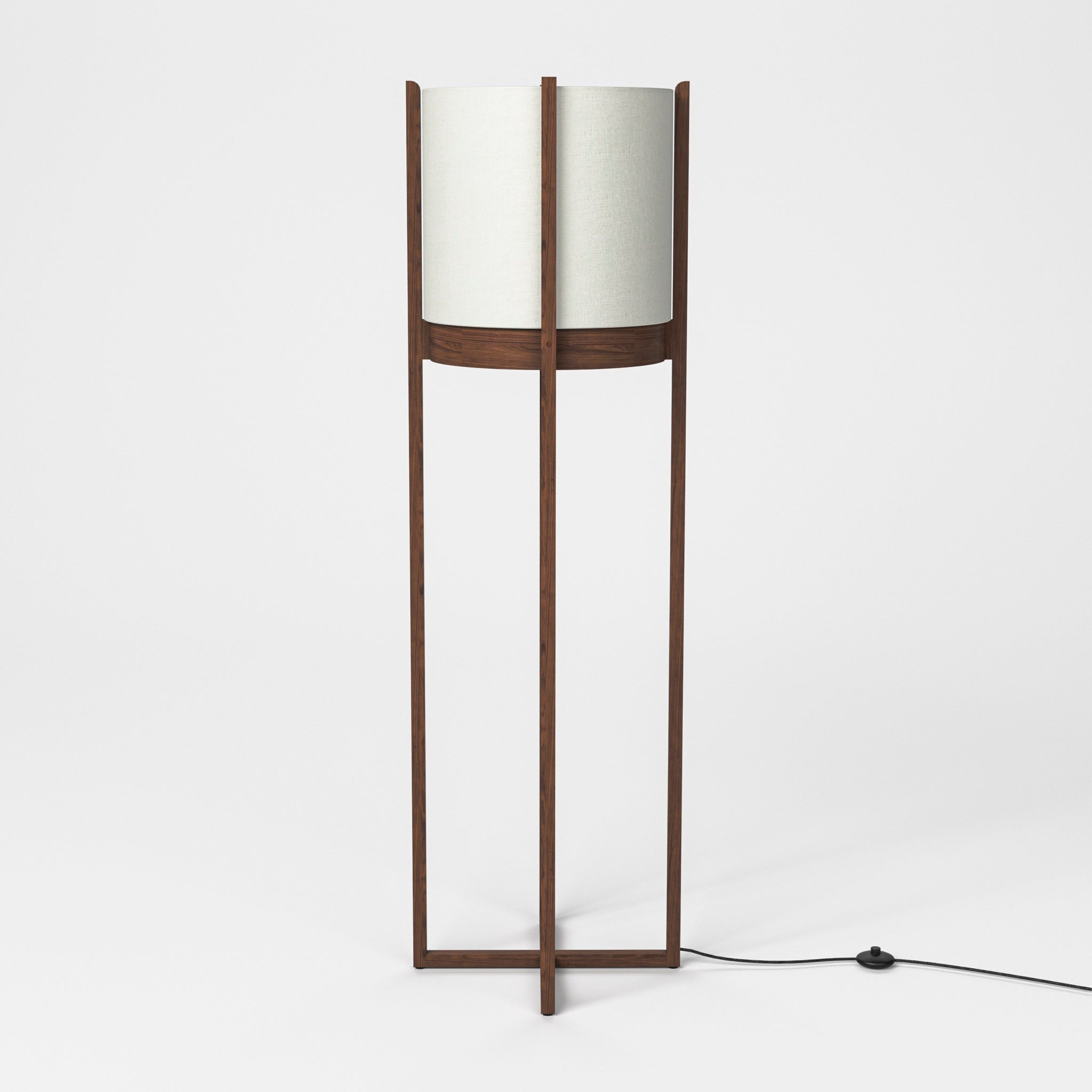 Stickley Walnut Grove Inset Shade Floor Lamp — Walnut Grove Inset Shade Floor Lamp Light Off Cord Front