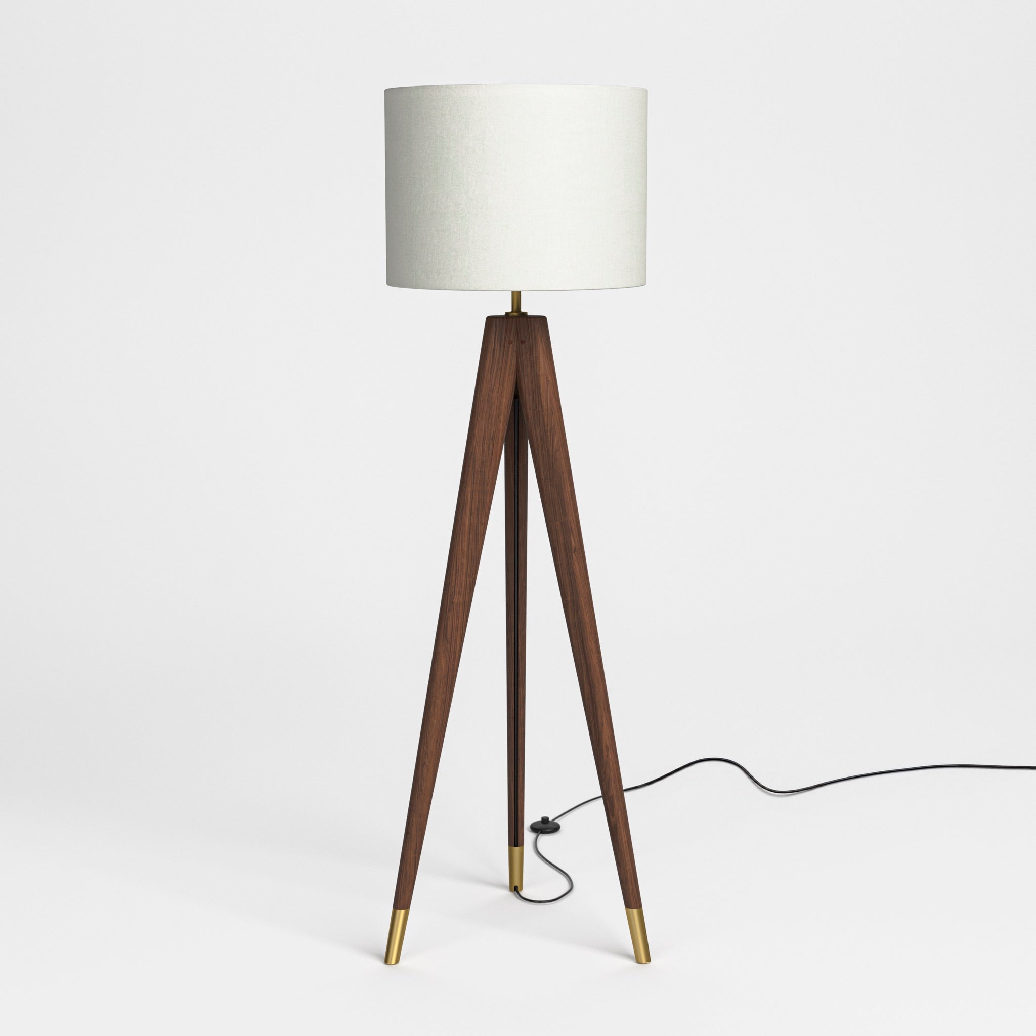 Stickley Walnut Grove Tripod Floor Lamp — Walnut Grove Tripod Floor Lamp Light Off Cord Front