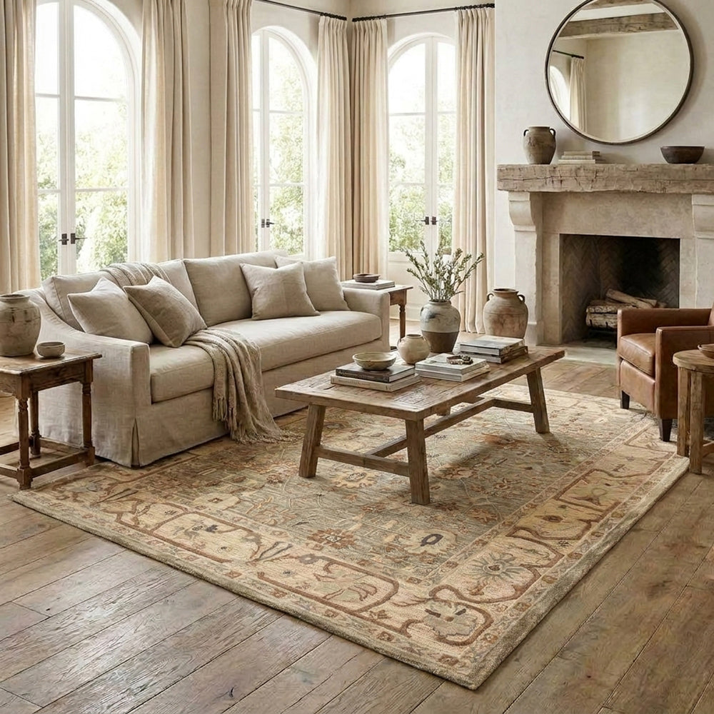 LR Home Brisbane Rug — Sage / Beige