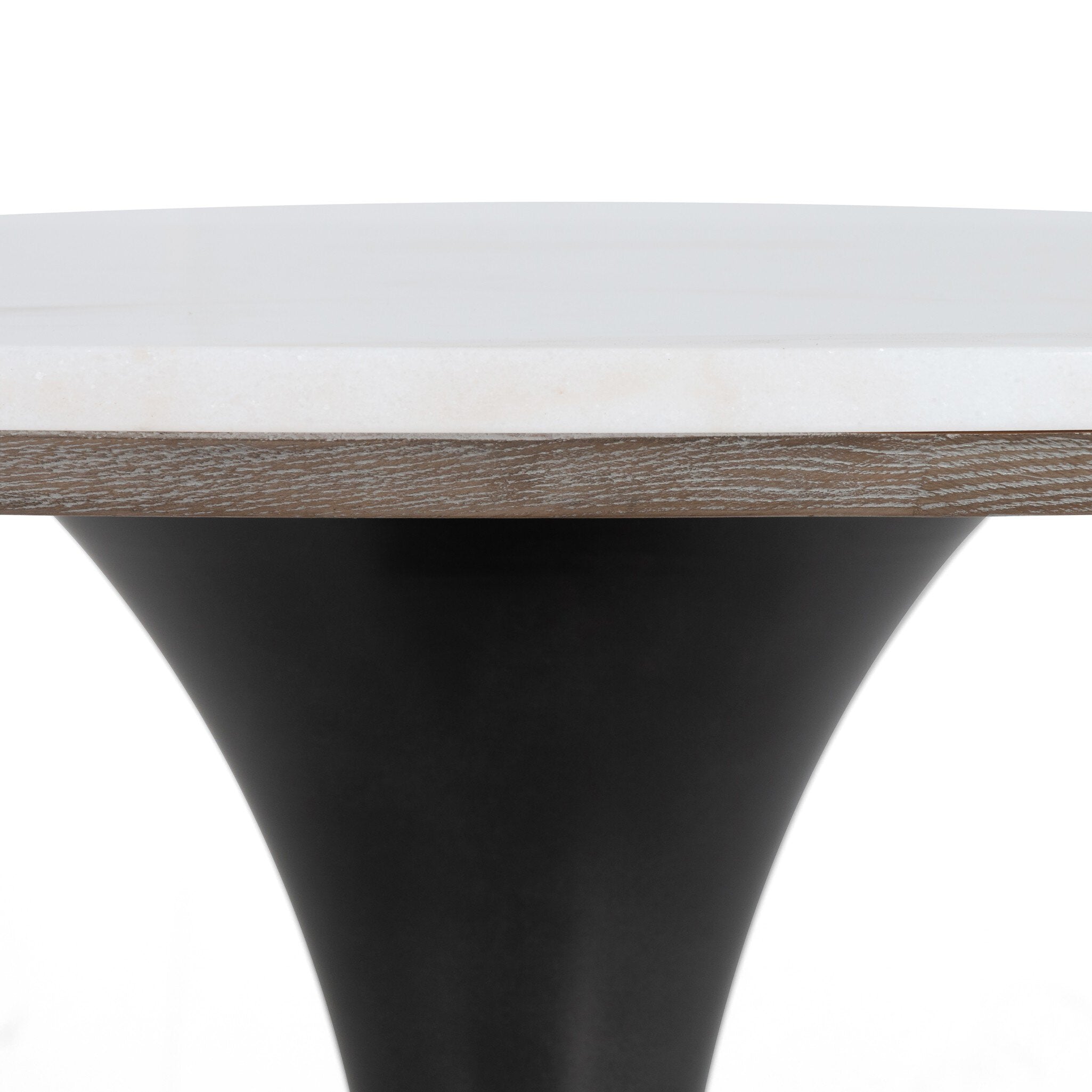 Four Hands Powell Dining Table — Dark Rustic Black-Weathered Ash-White Marble