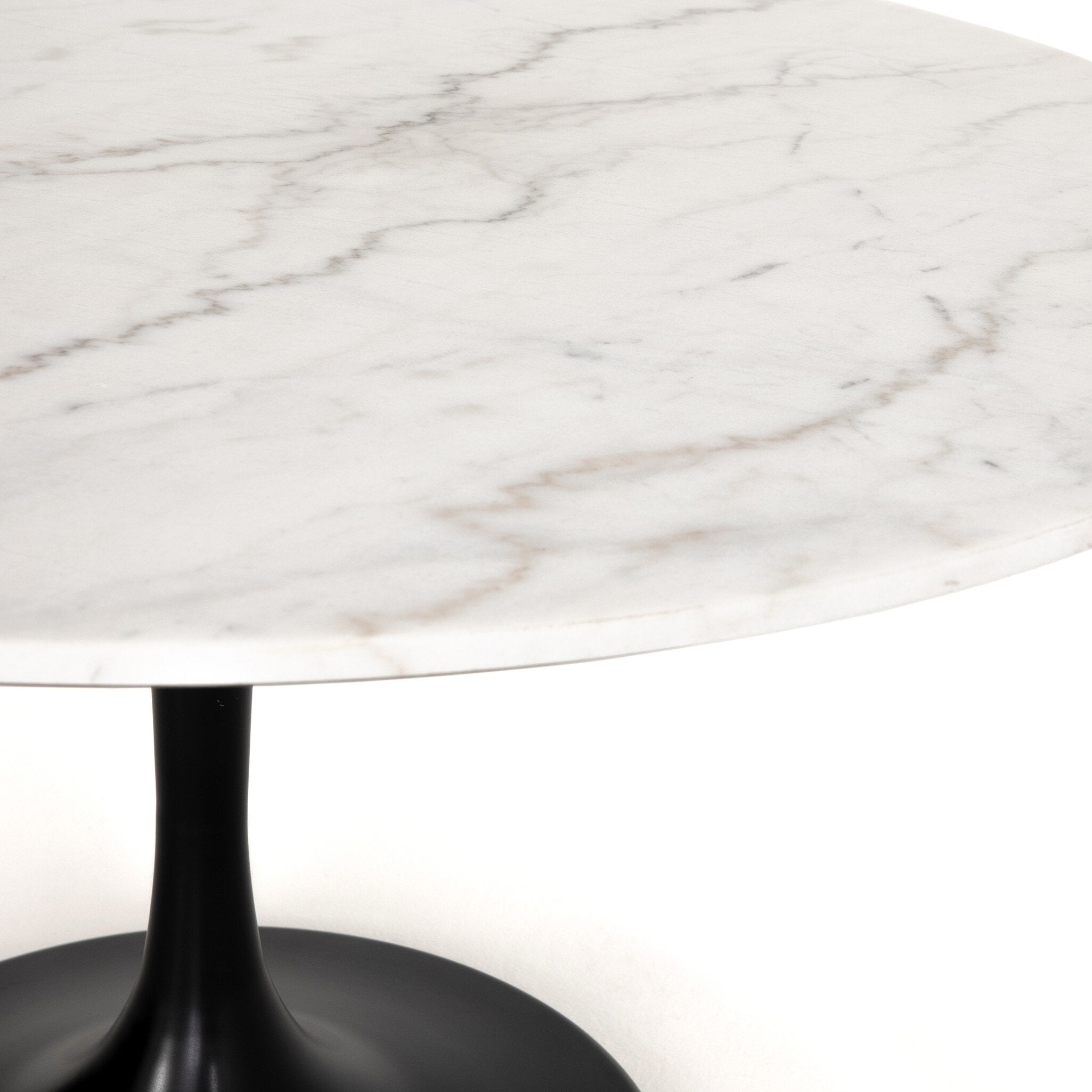 Four Hands Powell Dining Table — White Marble-Weathered Ash-Dark Rustic Black