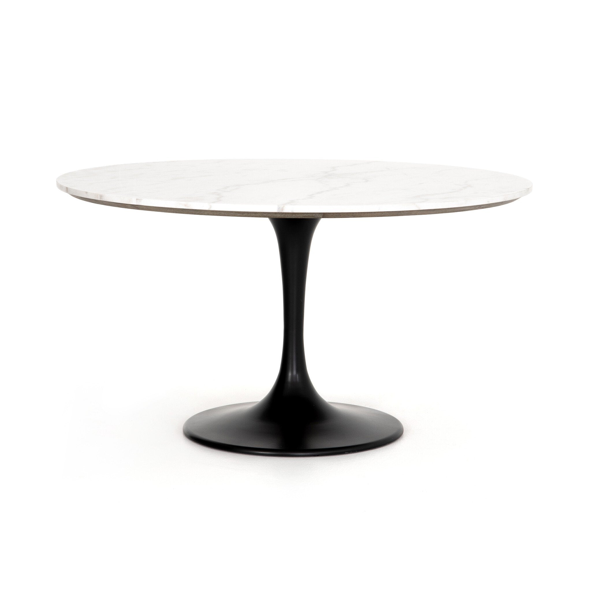 Four Hands Powell Dining Table — White Marble-Weathered Ash-Dark Rustic Black
