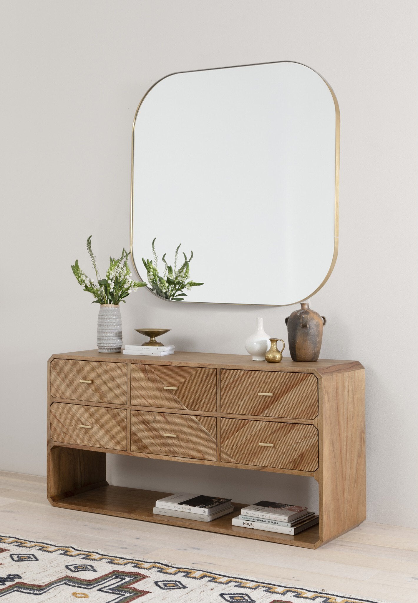 Four Hands Bellvue Square Mirror — Polished Brass