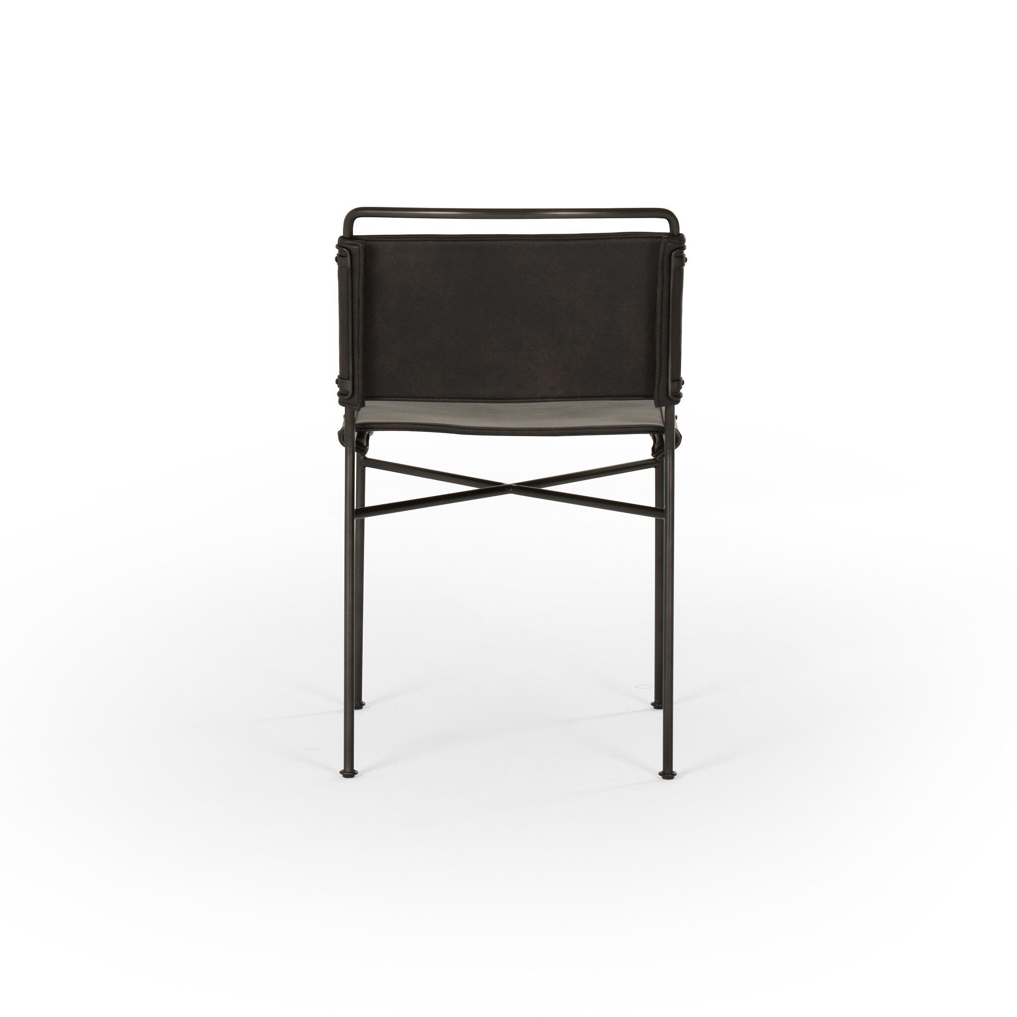 Four Hands Wharton Dining Chair — Distressed Black-Waxed Black