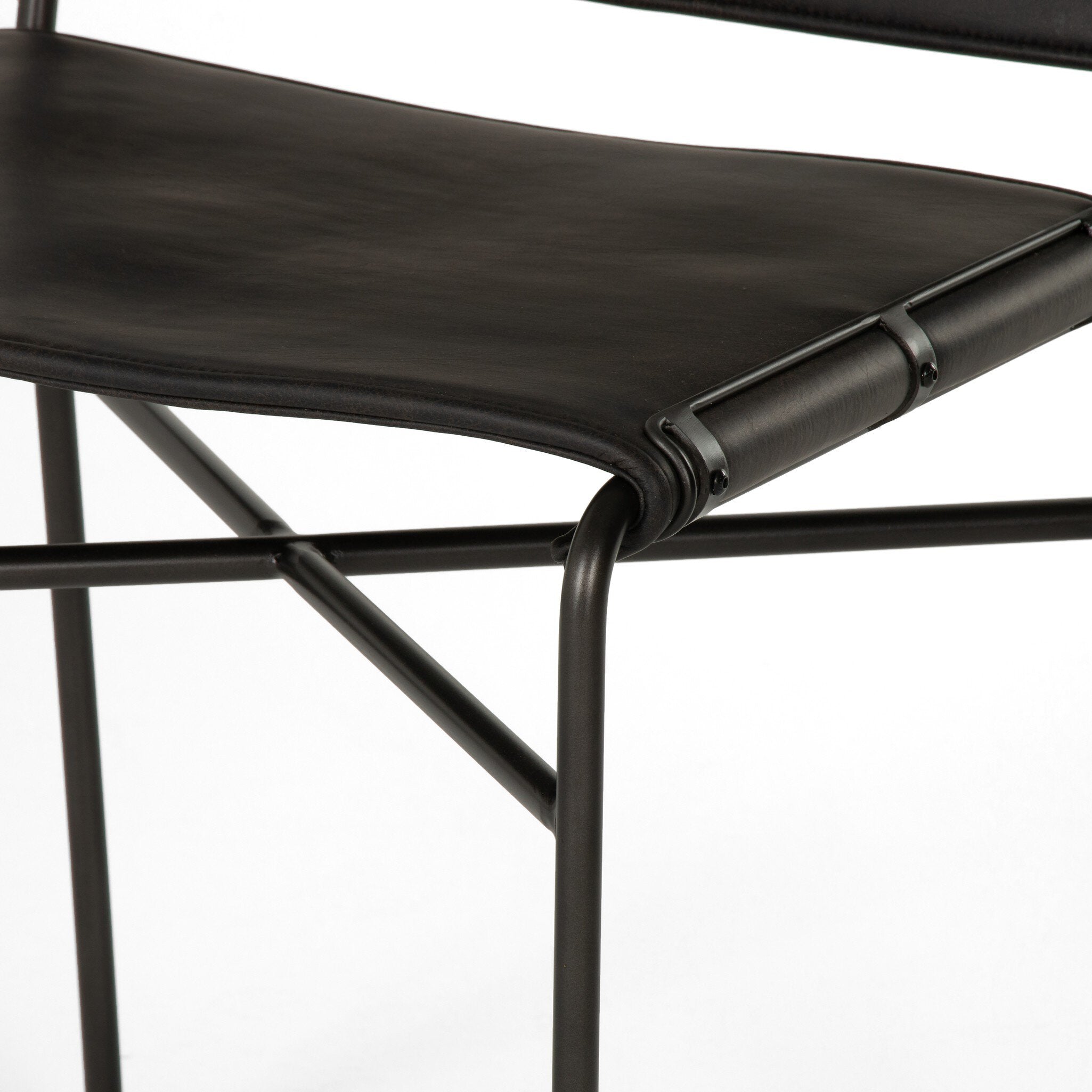Four Hands Wharton Dining Chair — Distressed Black-Waxed Black