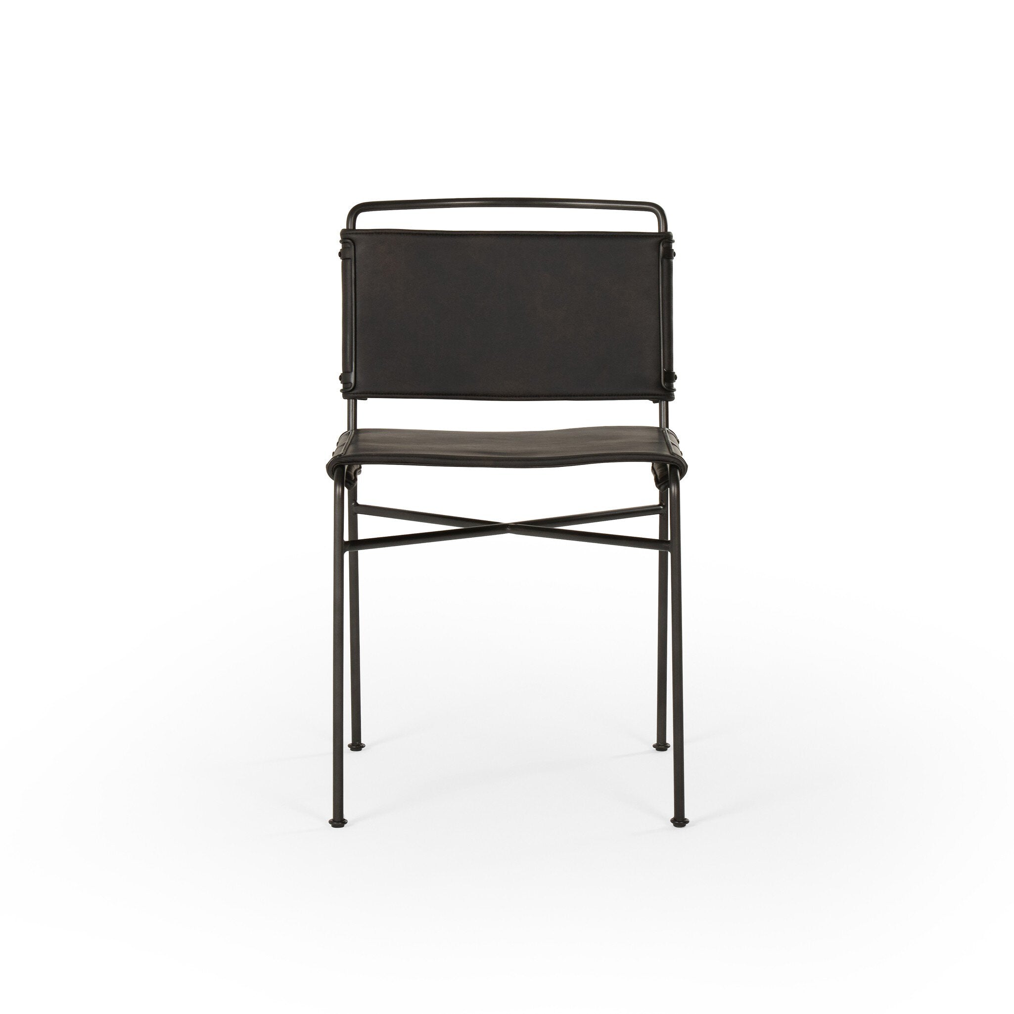 Four Hands Wharton Dining Chair — Distressed Black-Waxed Black
