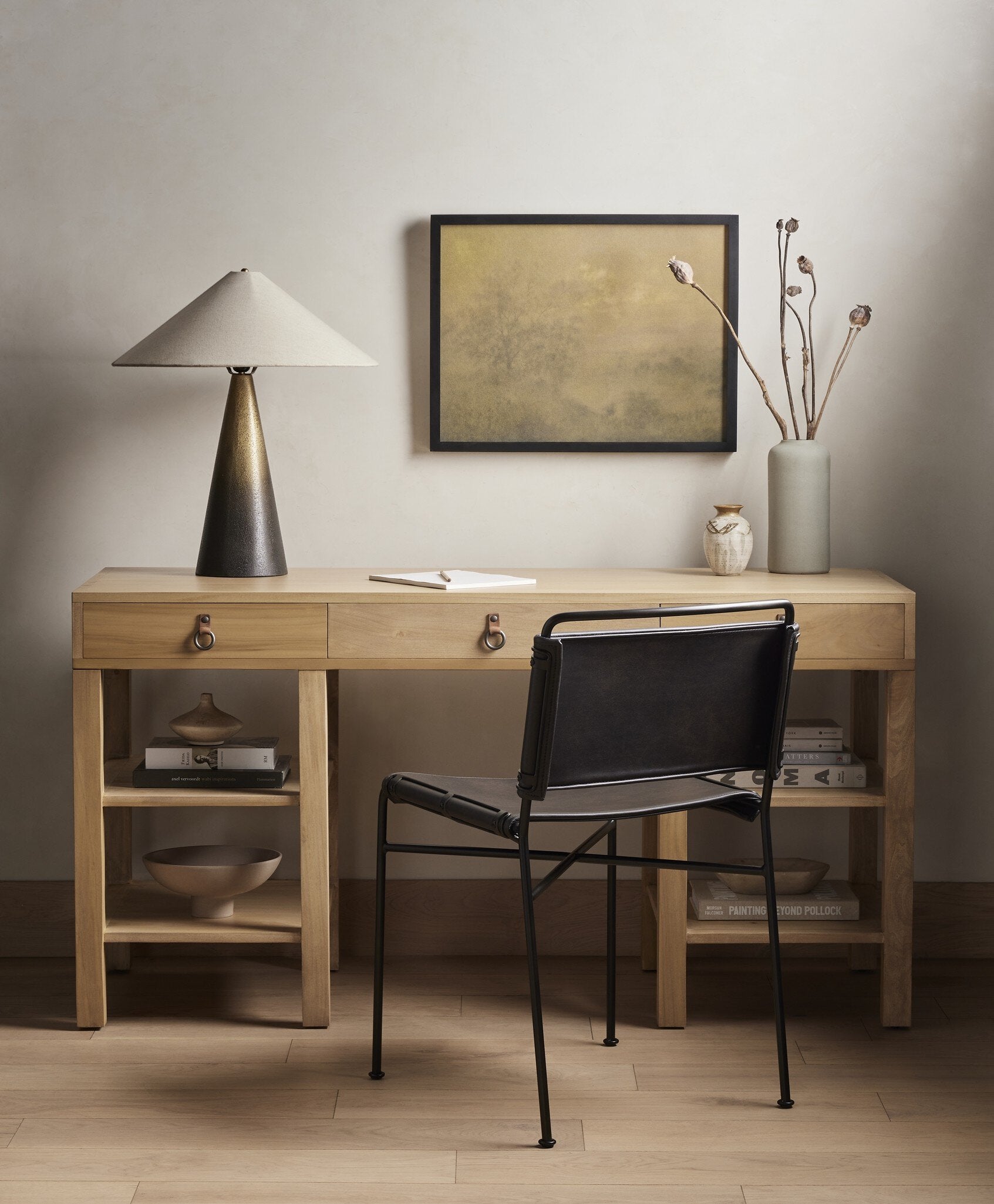 Four Hands Wharton Dining Chair — Distressed Black-Waxed Black