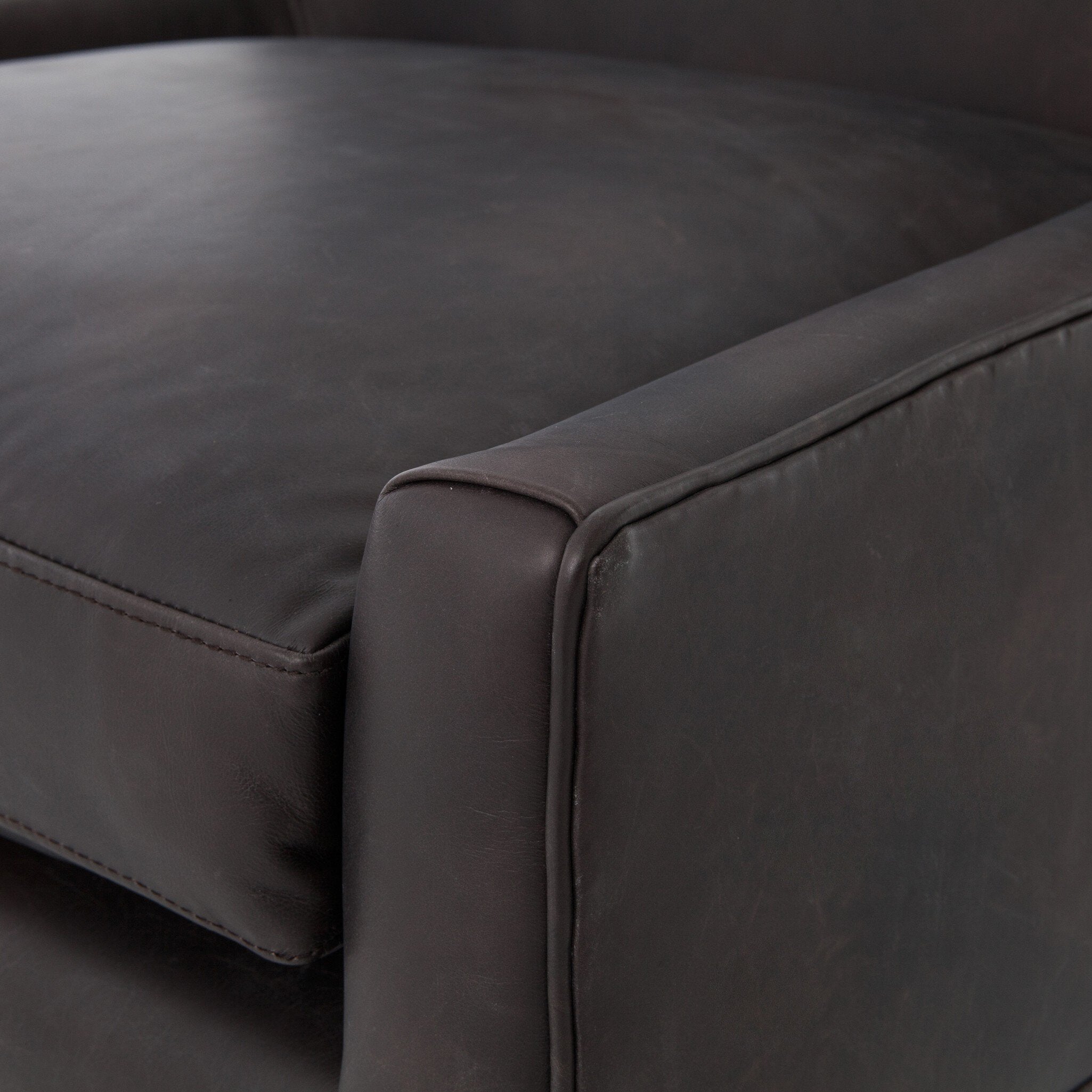 Four Hands Marlow Wing Chair — Vintage Black-Vintage Brown