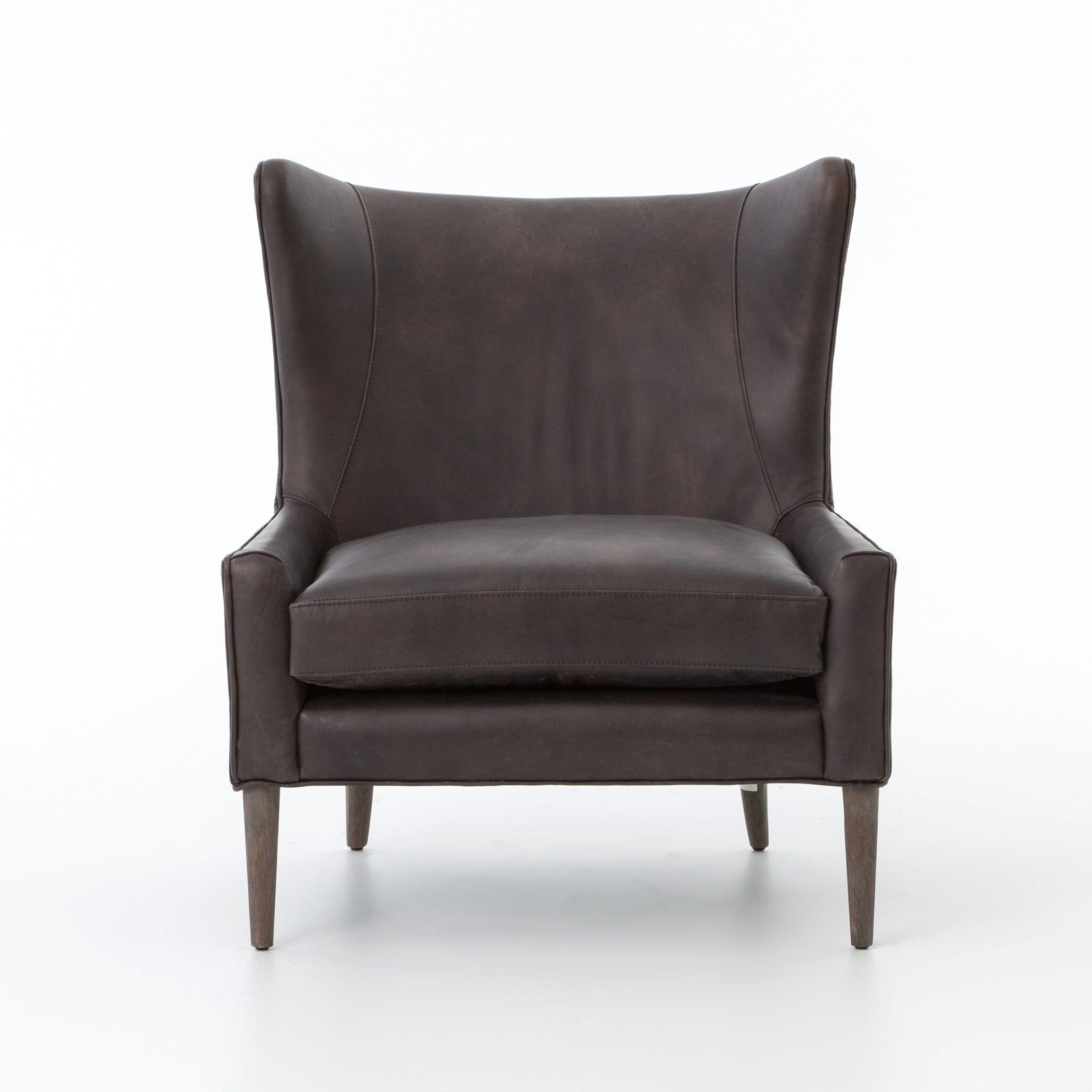 Four Hands Marlow Wing Chair — Vintage Black-Vintage Brown